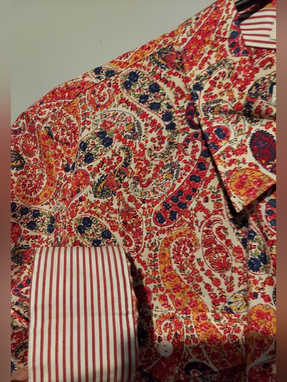Orvis Paisley 100% Cotton Wrinkle Free Button Down Shirt 16 Garden Party Preppy - Picture 5 of 11